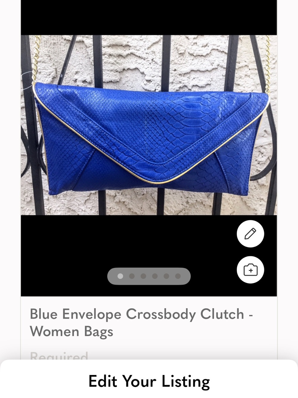 Steve Madden Royal Blue Envelope Clutch with Gold Trim